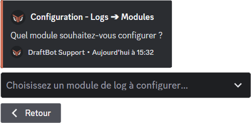 Configuration d'un module de log via la commande /config