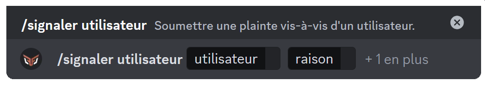 Signalement d'un utilisateur via la commande