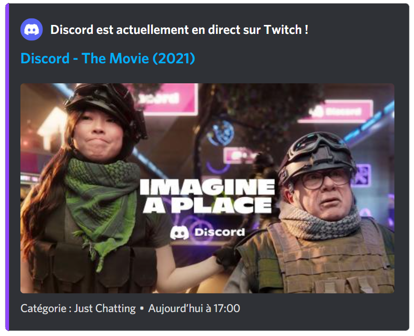 Notification sociale Twitch