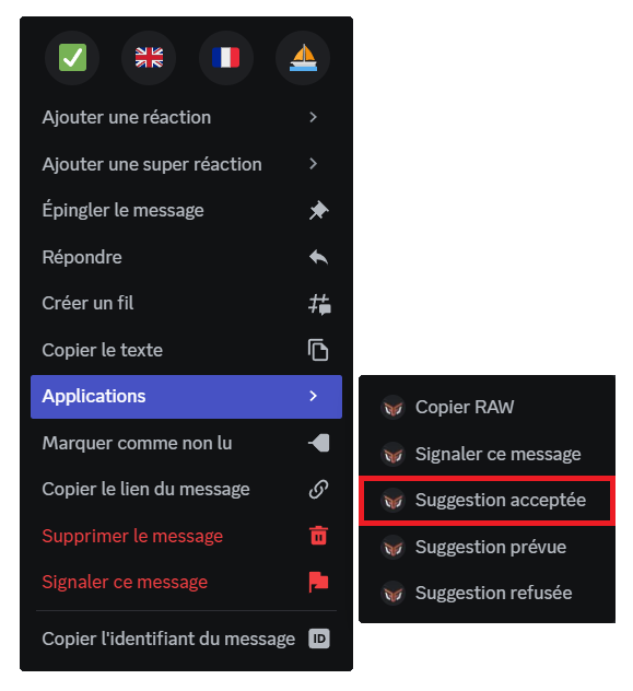 Accepter une suggestion